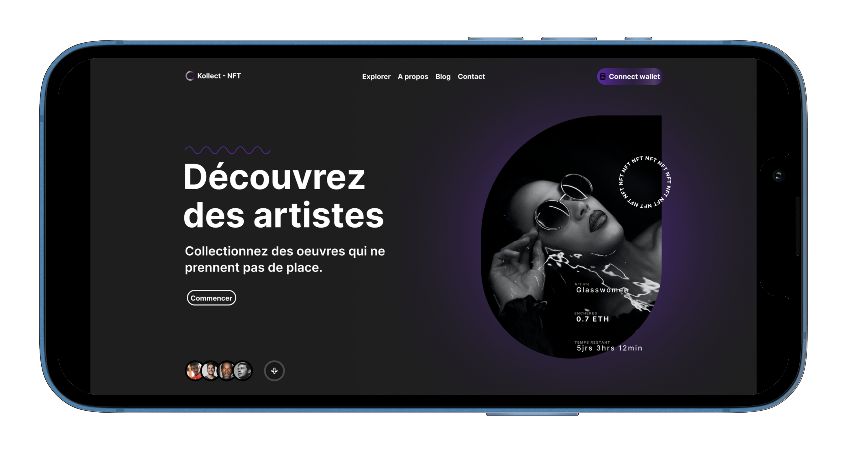 Maquette d'une landing page fictive réalisée avec Figma.